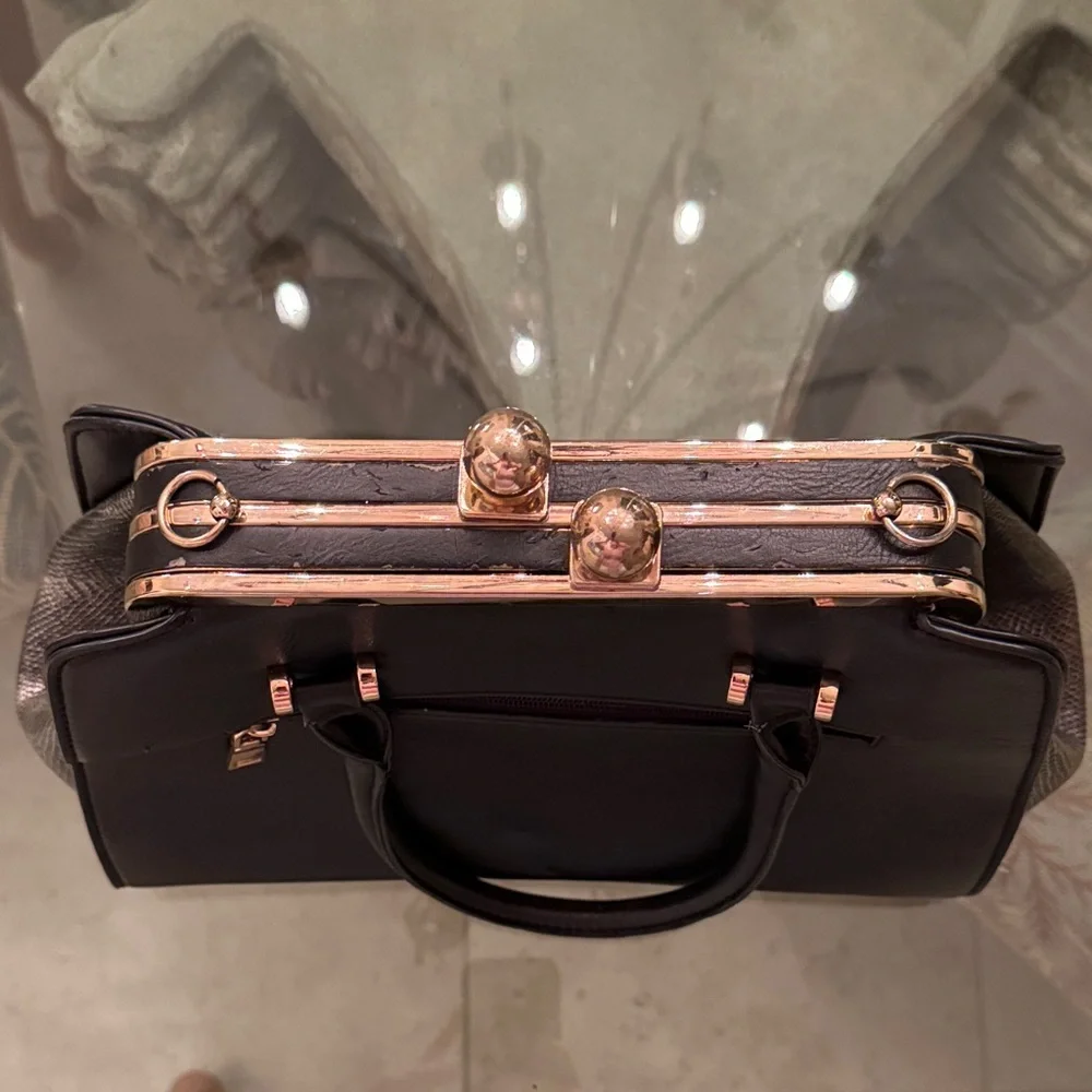 Chic Black Leather Satchel
